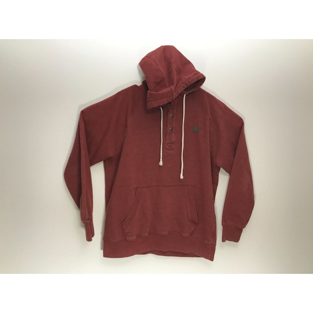 Volcom Classic Fit Mens XL Burgundy Hoodie Sweatshirt *3